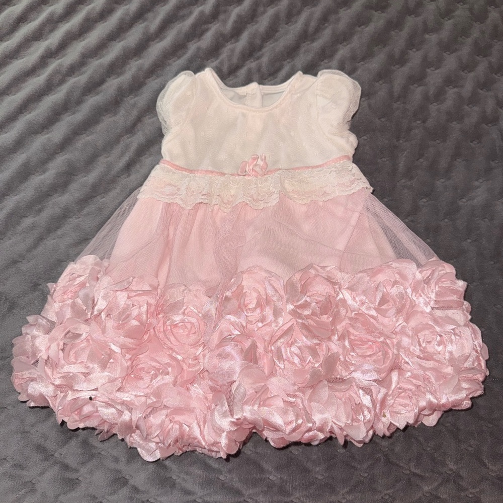Charming Pink Rosette Baby Dress